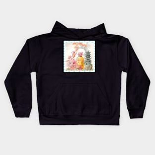 Chinoiserie with pagoda and curious giraffe Kids Hoodie